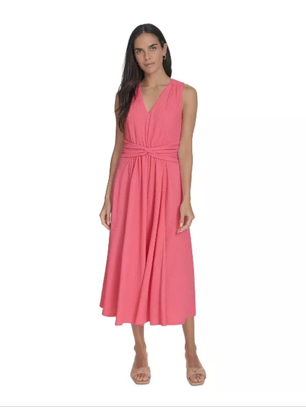 Calvin Klein NWT Pink Tie Waist Sleeveless Midi Dress Size 10 $149
